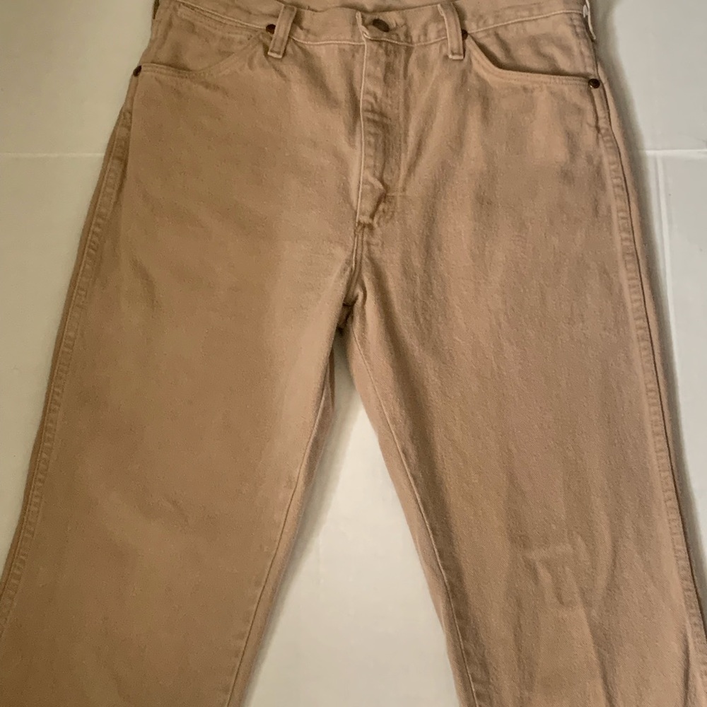 Tan Wrangler straight leg pants